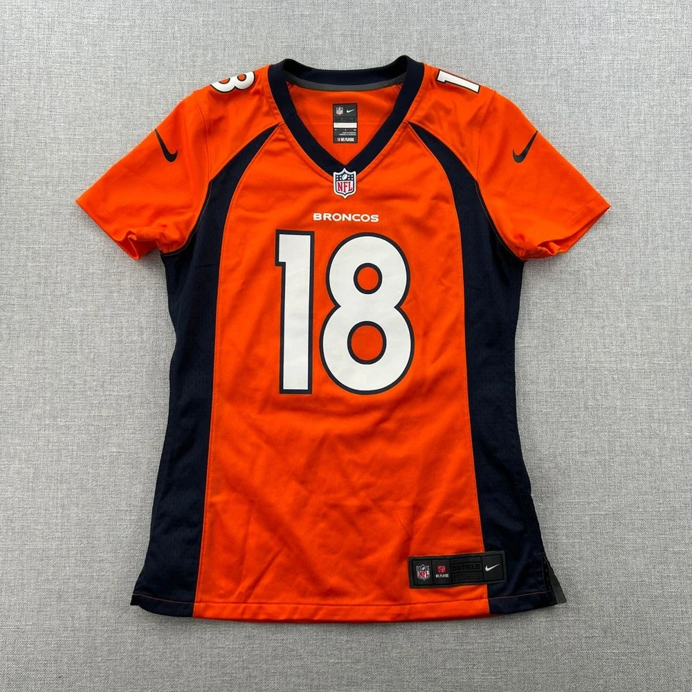 Nike Denver Broncos Peyton Manning Jersey Kids S Orange NFL Football On Field 18